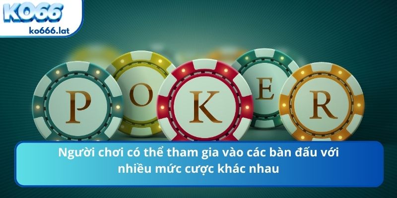 Người chơi có thể tham gia vào các bàn đấu với nhiều mức cược khác nhau