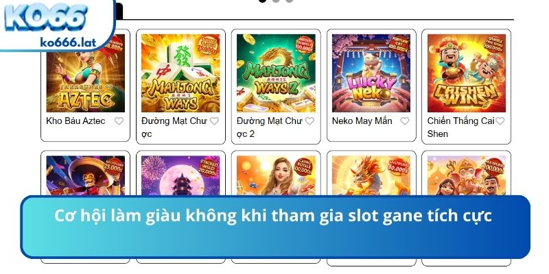 Cơ hội làm giàu không khi tham gia slot gane tích cực